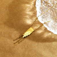 Collar de Moda con Colgante de Espiga de Trigo en Acero Inoxidable 316L Chapado en Oro de 18K para Mujer, Ideal para Aniversario