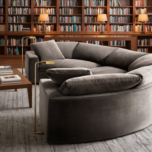 लिविंग रूम फर्नीचर गोल सोफे लकड़ी के फ्रेम कपड़े असबाब नरम सीटें इनडोर क्लाउड मॉड्यूलर सोफे - Product Image 5