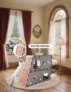 Casa para Gatos de 2 Niveles con Túnel - Cueva de Fieltro Resistente a Arañazos para Múltiples Gatos, Diseño de Múltiples Entradas para Apartamentos y Espacios Pequeños - Product Image 2