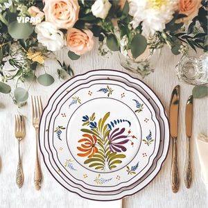 2025 New Design Italy Style Porcelain <b>Dinnerware</b> Set Flower and Plant Elements Luxury <b>Dinnerware</b> Bone China - Product Image 1