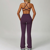 Costume de yoga d'été décontracté pour femmes pour l'exercice à haute intensité haut dos nu à séchage rapide avec cou suspendu court au-dessus de la longueur du genou