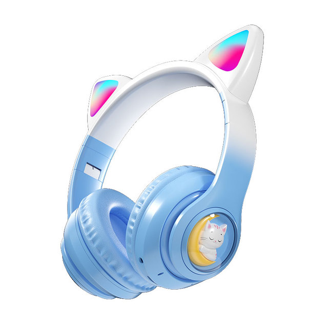 Cat Ear Wireless Headphones Gaming Space Capsule Headset and RGB Cute Carton Design Gift Girls Boys Headsets