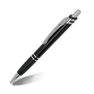 Branded Customer Laser Engraving Logo Black Metal Ball Point Pen Aluminium Ballpoint Pen With Parker Jumbo Refill