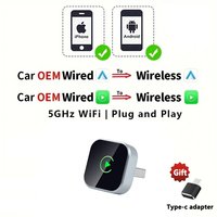 Adaptateur CarPlay sans fil 2 en 1, clé USB, convertit le filaire en sans fil pour iPhone Android Auto, portable, universel pour voiture