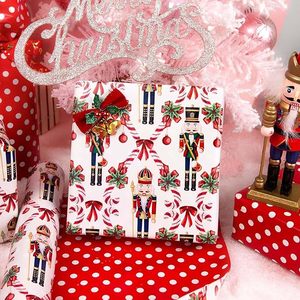 Christmas <b>Wrapping</b> <b>Paper</b> Nutcracker Pattern Red <b>White</b> Polka Dot Double Side Art <b>Paper</b> Gift Packaging - Product Image 2