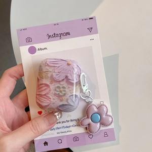 Graffiti peinture à l'huile fleurs adapté aux AirPods <span class=keywords><strong>Pro</strong></span> étui de protection 1/2 génération étui pour casque <span class=keywords><strong>AirPods3</strong></span> coréen - Product Image 3