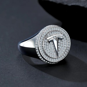 Anillo de Moissanita Redondo Estilo Iced Out Tesla con Certificado GRA, Plata 925 Chapada en Platino, Joyería de Lujo Hip Hop, Anillo de Moissanita para Hombre - Product Image 2