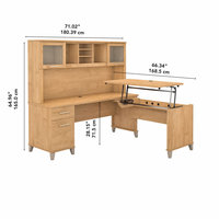 Bureau d'ordinateur convertible en forme de L durable avec plateau réglable en hauteur, organiseur de dossiers en bois et 2 étagères réglables