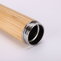 Diskon Besar Kustom Ramah Lingkungan Dinding Ganda Stainless Steel Vakum Terisolasi Botol Air Bambu Terisolasi Botol Air