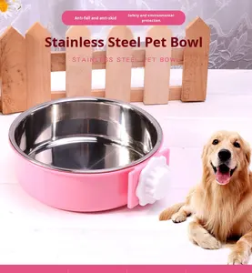 ידידותי לסביבה סיטונאית לחיות מחמד אספקה תליית נירוסטה כלב & חתול מזון/קערות דפוס מוצק לחיות מחמד שתיית קן כלוב - Product Image 2