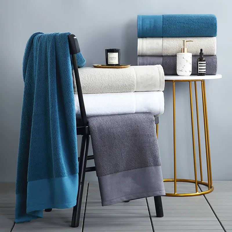 16S 32s 100% azul blanco gris Beige algodón logotipo personalizado toallas de baño de lujo conjunto de toallas de baño al por mayor Toalla de baño de algodón