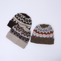 Bonnet en tricot Fair Isle en mélange de laine pour femme, chaud et rétro, style japonais, ajusté, bonnet nordique