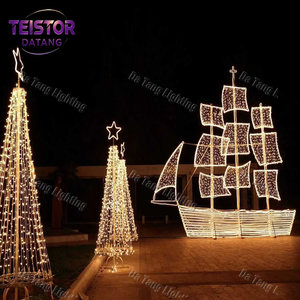 Décoration Lumineuse Commerciale 3D LED en Forme de Bateau de Noël pour Centres Commerciaux, Places, Hôtels et Aménagements Extérieurs de Fêtes - Product Image 5