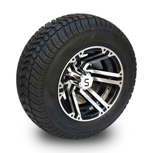 Neumático SRGCTW-102 para Carro de Golf 205/50-10 de 4 Capas y Conjunto de Rueda de 10 Pulgadas en Negro Brillante y Negro Mate - Product Image 2