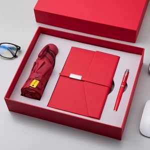 Ensemble cadeau de carnet A5 en cuir PU personnalisé en gros avec stylo, tasse thermique, parapluie, cadeau d'affaires pour Noël ou le Nouvel An chinois - Product Image 1