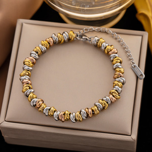 Aretas 2023 Pulsera de cuentas de cadena gruesa Joyería única para hombres y mujeres Chapado en oro Acero inoxidable de 18 quilates con perla de diamante Principal - Product Image 3