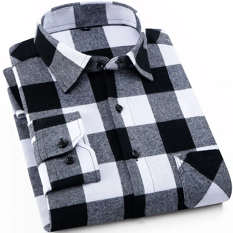 Custom Plaid oversized Flannel men's Shirt Long Sleeve Men Casual Designer Shirt
