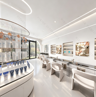 Vitrine d'exposition en verre éclairée par LED avec étagères réglables pour la présentation de produits cosmétiques en magasin