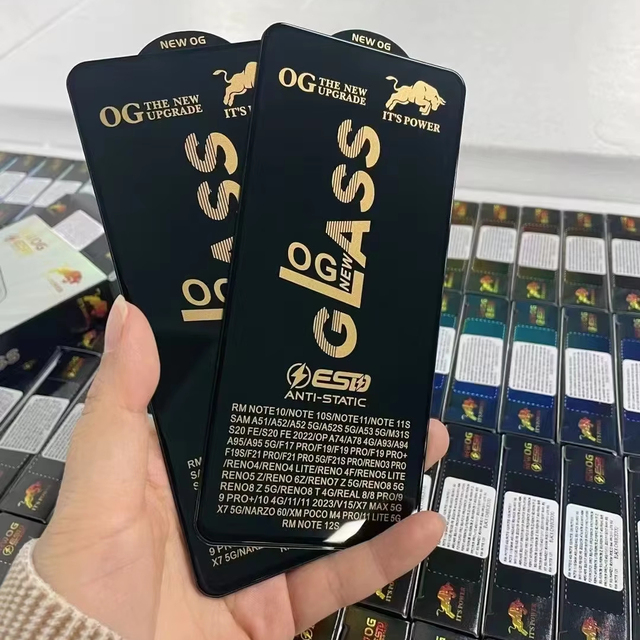 OG Big Arc ESD Full Glue Tempered Glass Mobile Phone Screen Protector for iPhone 13 14 15 16 Pro Max 17 and for Samsung