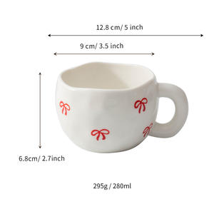 Taza de Café de Cerámica Hecha a Medida de 280 ml con Diseño de Lazo Rojo, Taza de Regalo para Parejas - Product Image 1