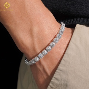 Best Price Wholesale Custom Logo S925 <b>Solid</b> <b>Silver</b> Full Bling Moissanite Cuban Chain Trendy Hip Hop Street Fashion <b>Bracelet</b> - Product Image 5