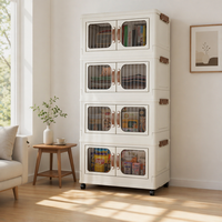 Armoire de rangement pour jouets d'enfants en PP de style nordique pliable de 75 cm avec portes doubles magnétiques pour la maison et le jardin