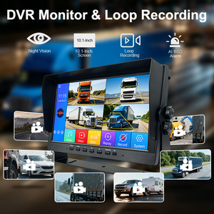 Sistema de Cámara de Alarma con Pantalla de 10.1 Pulgadas y 4 Canales, 12-24V, con IA y BSD, Kit de Monitor DVR con Alarma de Punto Ciego para Vehículos Pesados - Product Image 6