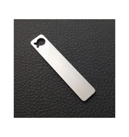 Plaque rectangulaire vierge en acier inoxydable 50*10mm pour gravure DIY, porte-numéro de téléphone, porte-clés, pendentif anti-perte