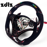 Volant personnalisé en cuir suédé LED rouge en fibre de carbone forgée pour BMW E90 E92 E70 E84 E85 E89 E60 E39 avec palettes de changement de vitesse