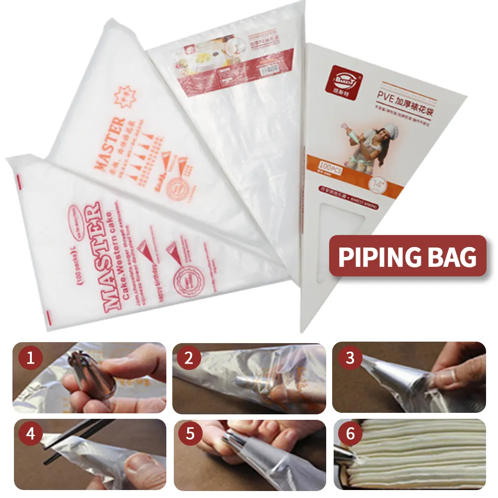 Bakest Tpucake Pve Mortar Cream Pastry Disposable Icing Piping Bags And Tips Cake Decorating Tools