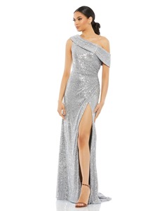 Robe de soirée à paillettes pour femmes, mode été européenne et américaine, élégante robe de cérémonie à épaules dénudées et fente haute, style célébrité - Product Image 5