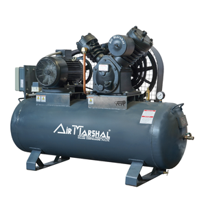 Compresseur d'air industriel à deux étages à mouvement alternatif, robuste, entraîné par courroie, avec réservoir d'air, pour atelier et usine - Product Image 2