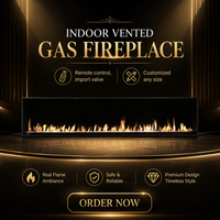 Insert de cheminée au gaz linéaire d'intérieur au design moderne 36/40/50/60/72/80 pouces en acier avec télécommande pour salon et villa