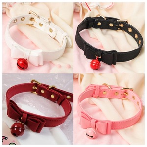 Adjustable <b>Bow</b> Bell Collar With <b>Red</b> Bell For Pets Multi Color Pet Collars - Product Image 1