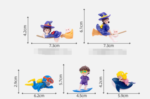 3D statuette di persone in miniatura che volano strega subacqueo surf boy giovani balena che cavalcano ragazze miste mini figure di personaggi giocattoli di plastica - Product Image 6