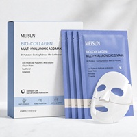 Masque facial bio-collagène OEM 4 pièces, masque en feuille pour le visage, effet apaisant et hydratant, de blanc à transparent, soin après-soleil