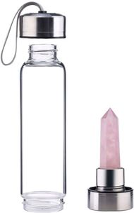 ขวดน้ำแก้วใส่คริสตัลรักษ์โลก ขวดน้ำเพชรพลอยธรรมชาติพร้อมคริสตัล - Product Image 5