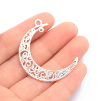 Breloques connecteurs célestes vintage bohèmes en alliage métallique, motif lune évidée, pour la création de bijoux (colliers, bracelets, boucles d'oreilles)