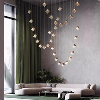 Petit lustre carré en cristal de glace, lampe de luxe pour hall d'hôtel, salon, salle à manger, LED, durée de vie de 80 000 heures