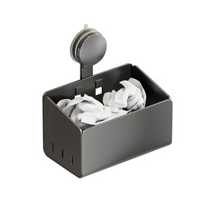 Suction Mounted Bathroom <b>Storage</b> Box Rectangular Wall Mount For Towel And <b>Toiletries</b> Durable No Drilling Required - Product Image 5