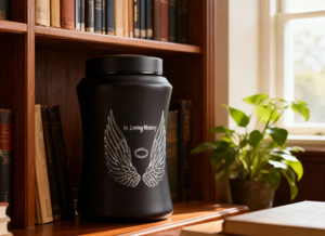 Meiweipet Stainless Steel Pet <strong>Urn</strong> with Black Wing Pattern Funeral Supplies, Cross-border <strong>cat</strong> and Dog Commemorative <strong>Urn</strong> - Product Image 4