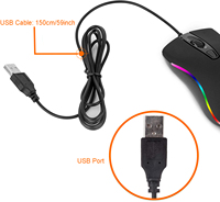Mouse Gaming berkabel RGB Usb 1600 Dpi, Mouse komputer untuk Gamer
