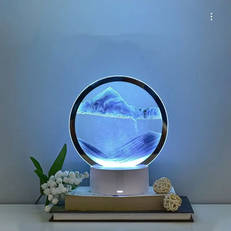 Kreatives Treibsand-Nachtlicht mit 7 Farben USB Sand scape Tisch lampe 3D Natur landschaft Nachttisch lampen Office Home Decor Geschenke
