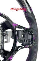 Para Mitsubishi Lancer EVO X 2008-2015 Volante de fibra de carbono forjado púrpura personalizado cuero perforado negro