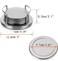 Sous-verres ronds en acier inoxydable avec support Fond en éponge Sous-verres en métal argenté Ensemble d'assiettes Tapis pour table de cuisine de restaurant