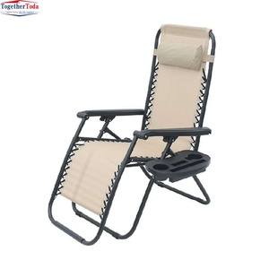 Chaise longue en maille réglable avec appui-tête et porte-gobelet, chaise inclinable pliable pour l'extérieur, jardin, bord de piscine, camping - Product Image 6