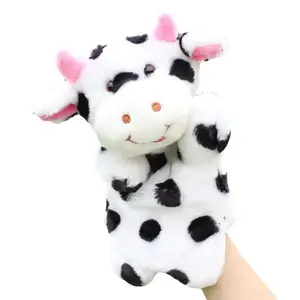 Soft animal puppets stuffed cow hand puppet plush toy