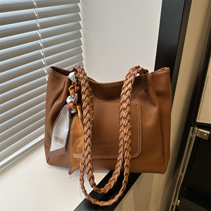 Bolsa de Mano de Color Sólido Retro de Moda para Mujer, Bolsa de Hombro Informal de Gran Capacidad con Cierre - Product Image 2