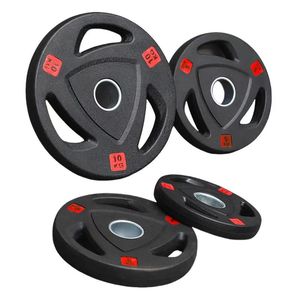 Black Large Hole Three-Hole Flying Bell Barbell <b>Plate</b> Pure Steel Electroplating Weightlifting <b>Cast</b> <b>Iron</b> Full Rubber Weight <b>Plate</b> - Product Image 3