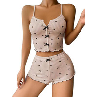 Vente en Gros de Pyjamas en Polyester de Haute Qualité pour Femmes Ensemble Décontracté à Boutons à Motifs Floraux Doux et Confortable pour Toutes les Saisons Fabriqué en Chine